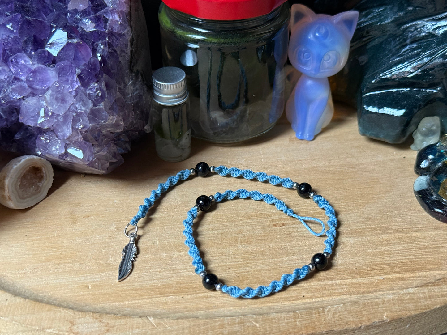 Haarsträhne jeansblau