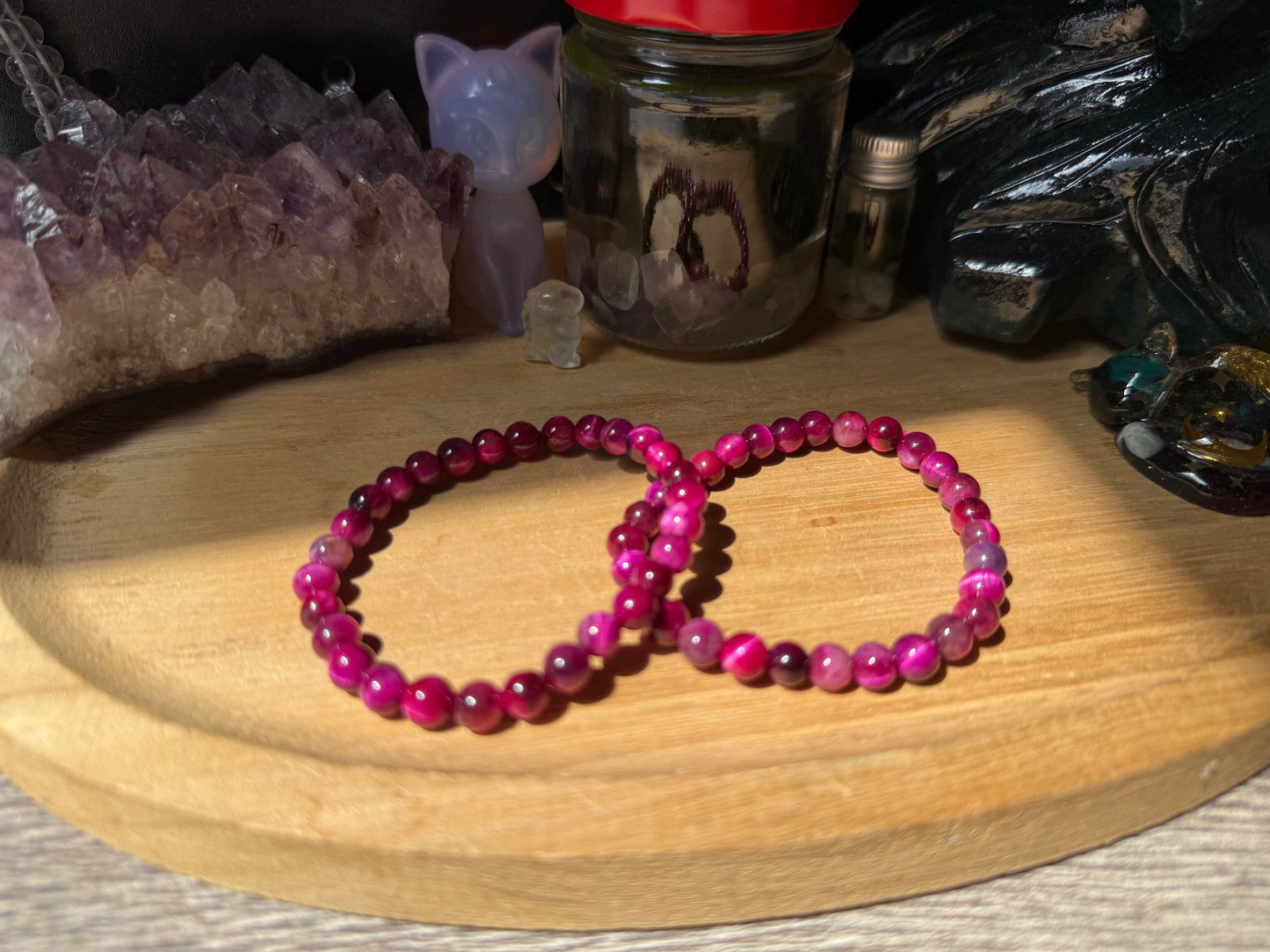 Pinker Tigerauge Armband 6mm