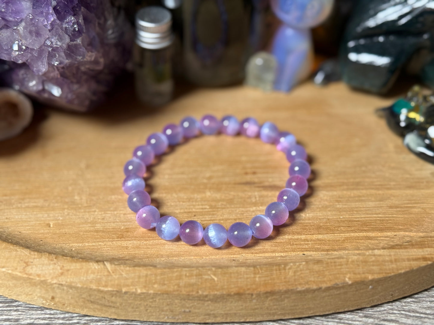 Selenit Armband lila/blau