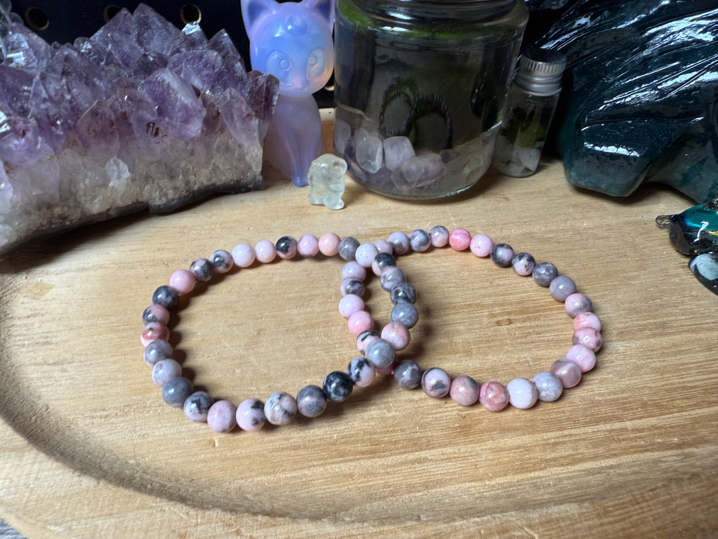 Pinker Zebrajaspis Armband 6mm