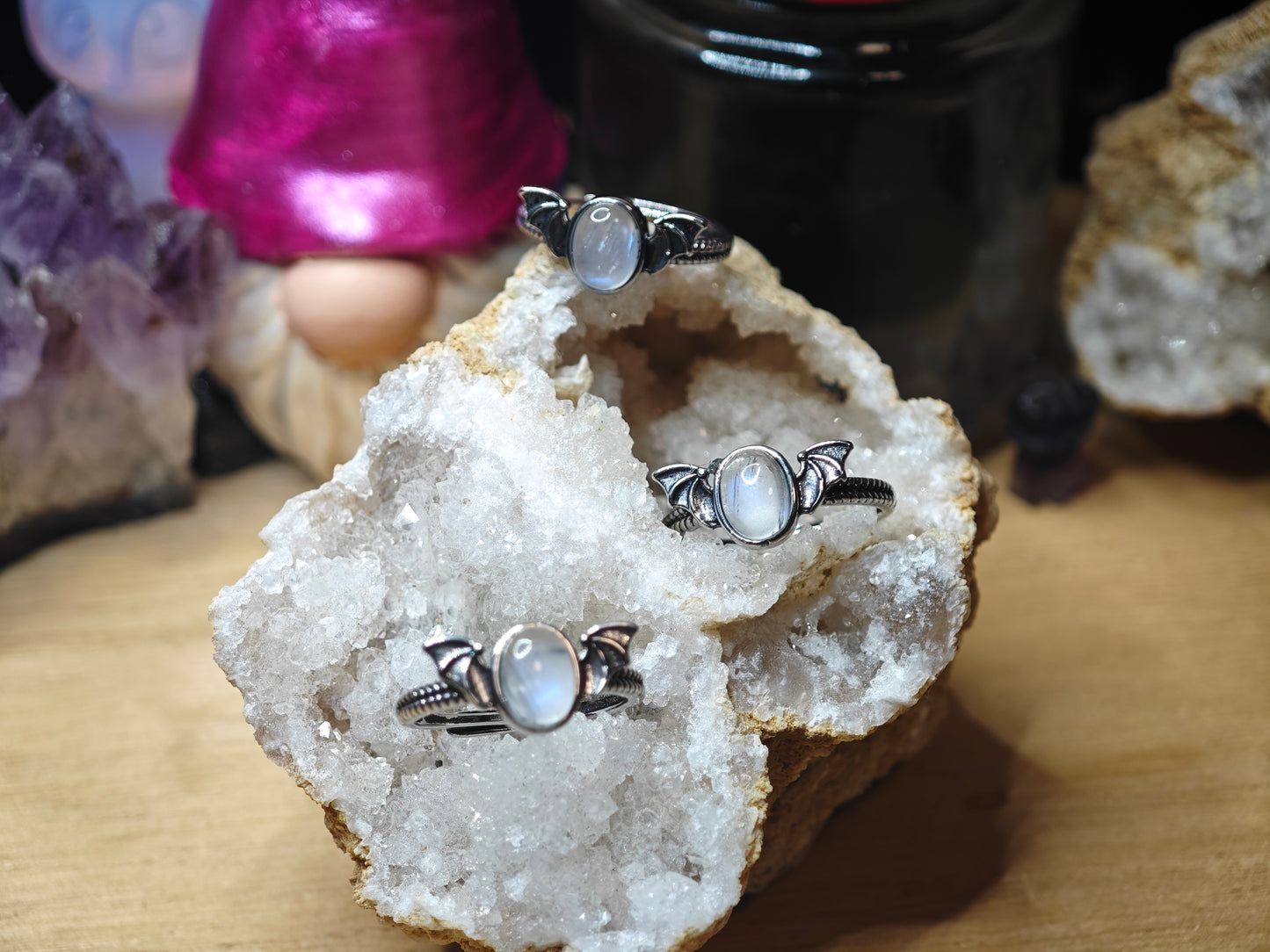 Regenbogen Mondstein Ring