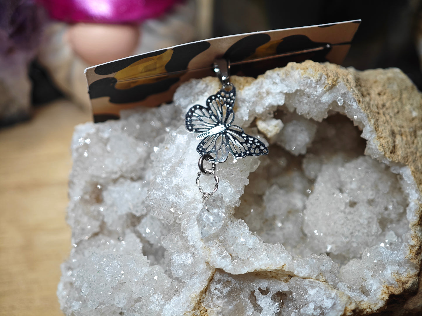 Schmetterling Anhänger Herkimer Diamant