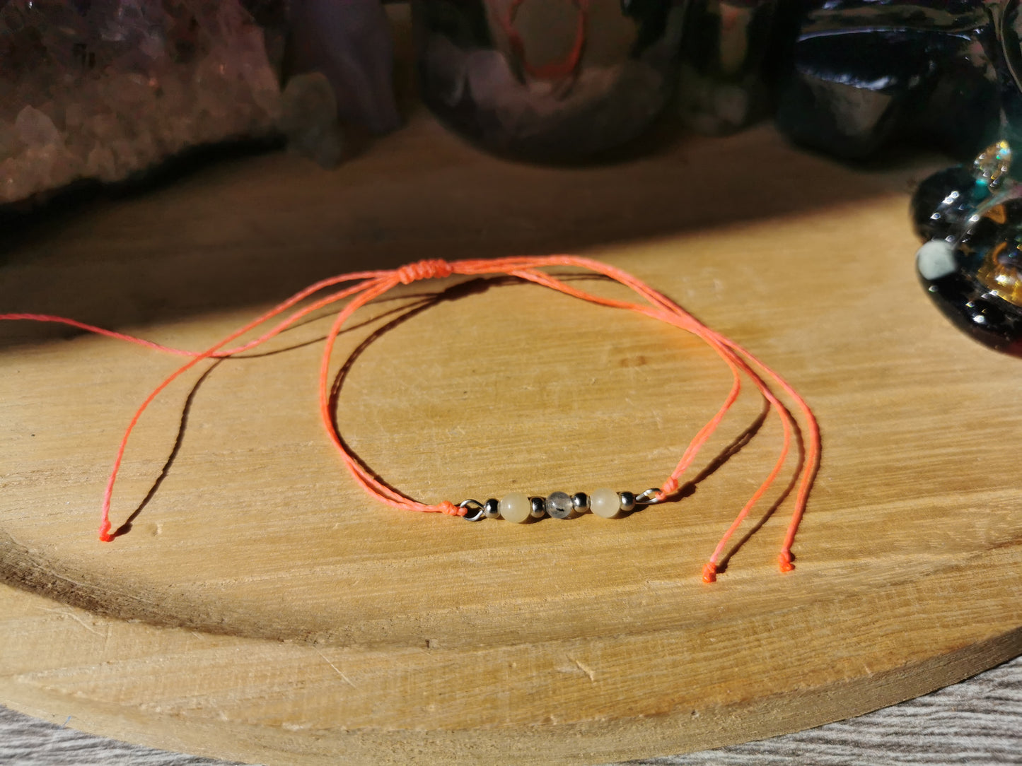 Makramee Armband Orangencalzit Labradorit