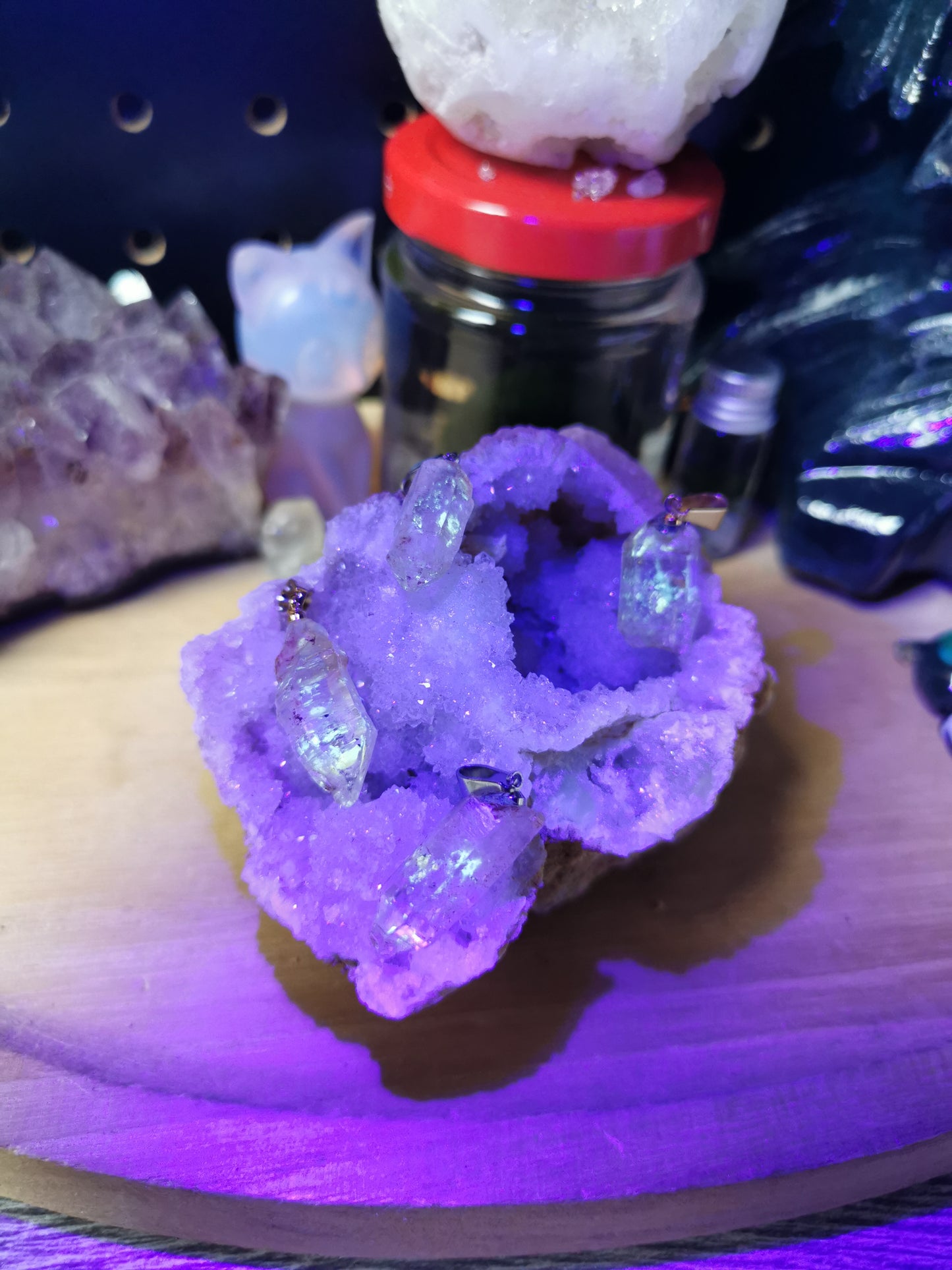 Petroleum Quarz Kettenanhänger