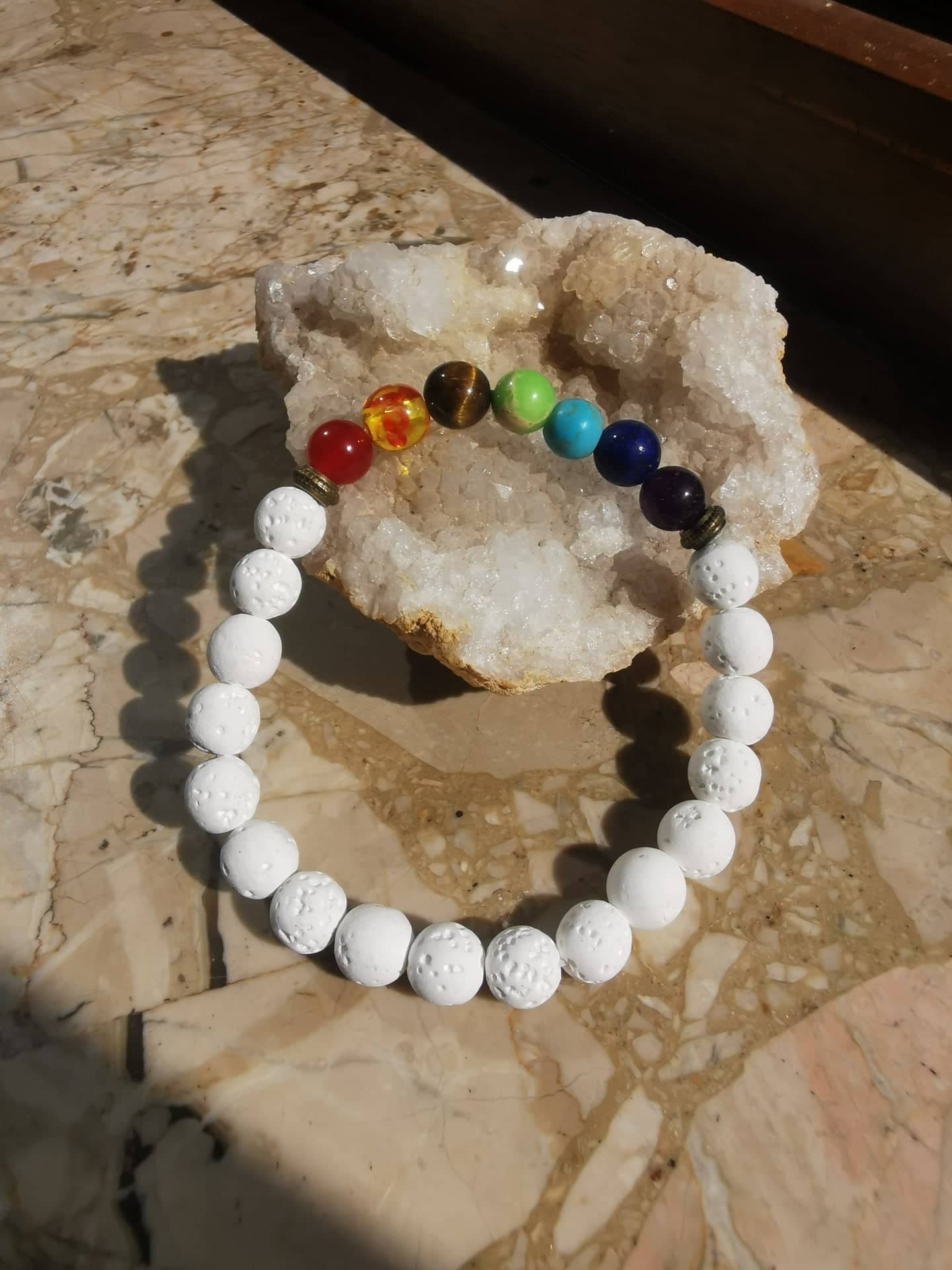 Chakra Armband weiß