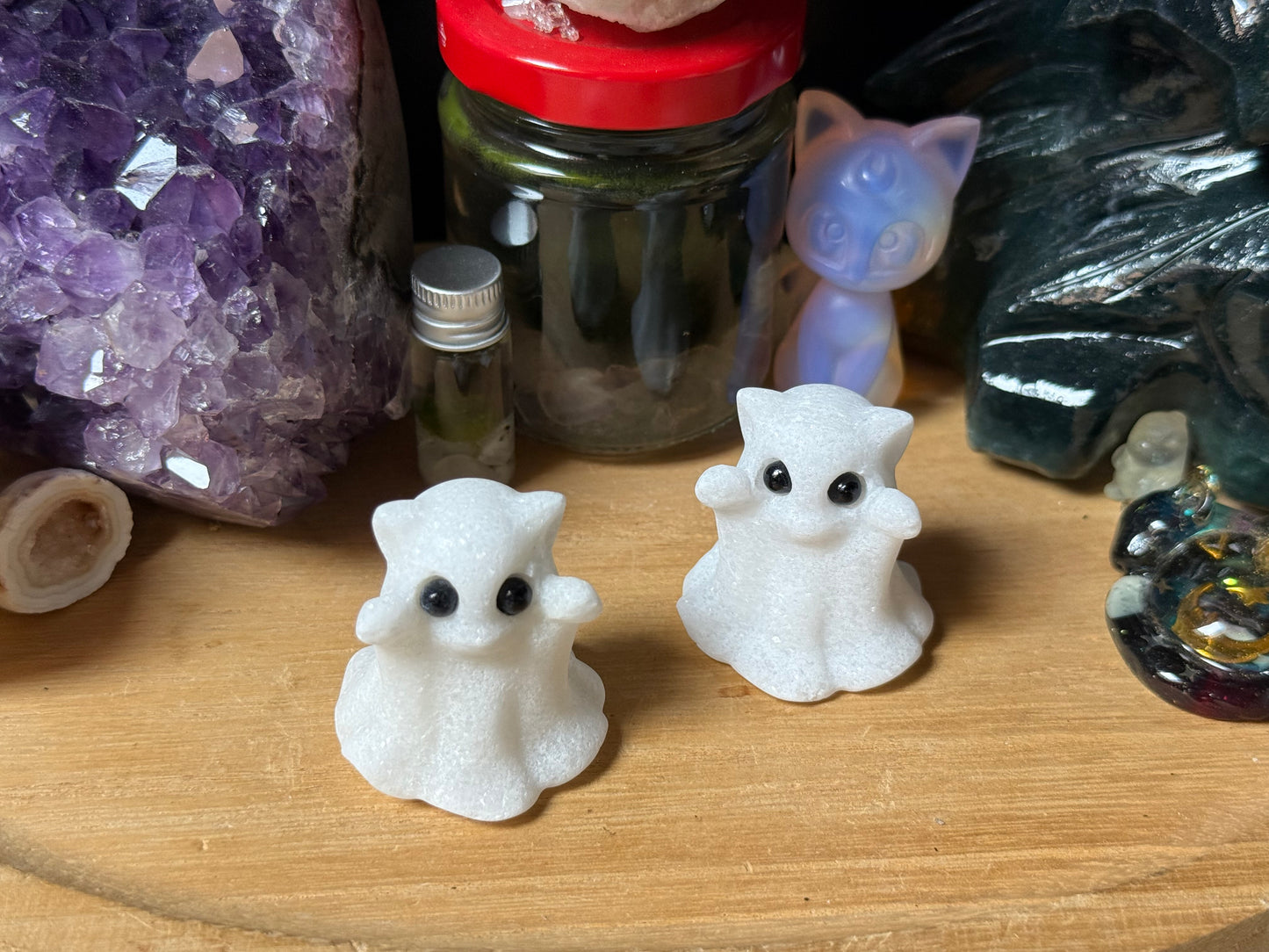 Geisterkatze weiße Jade