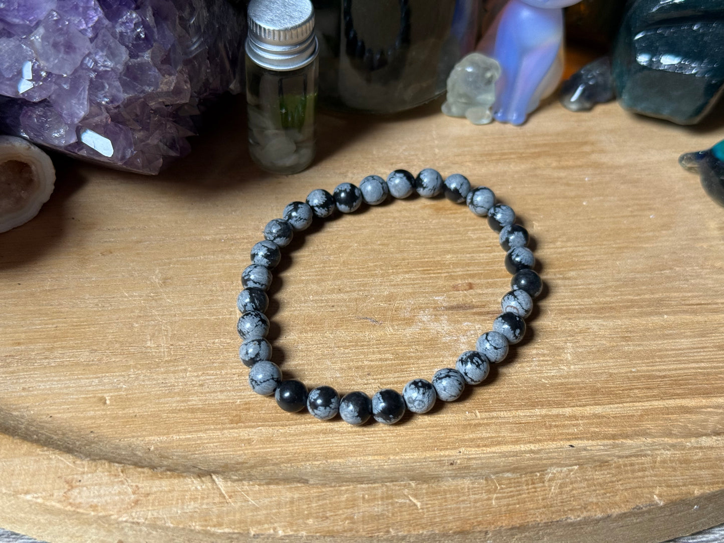 Schneeflocken Obsidian Armband