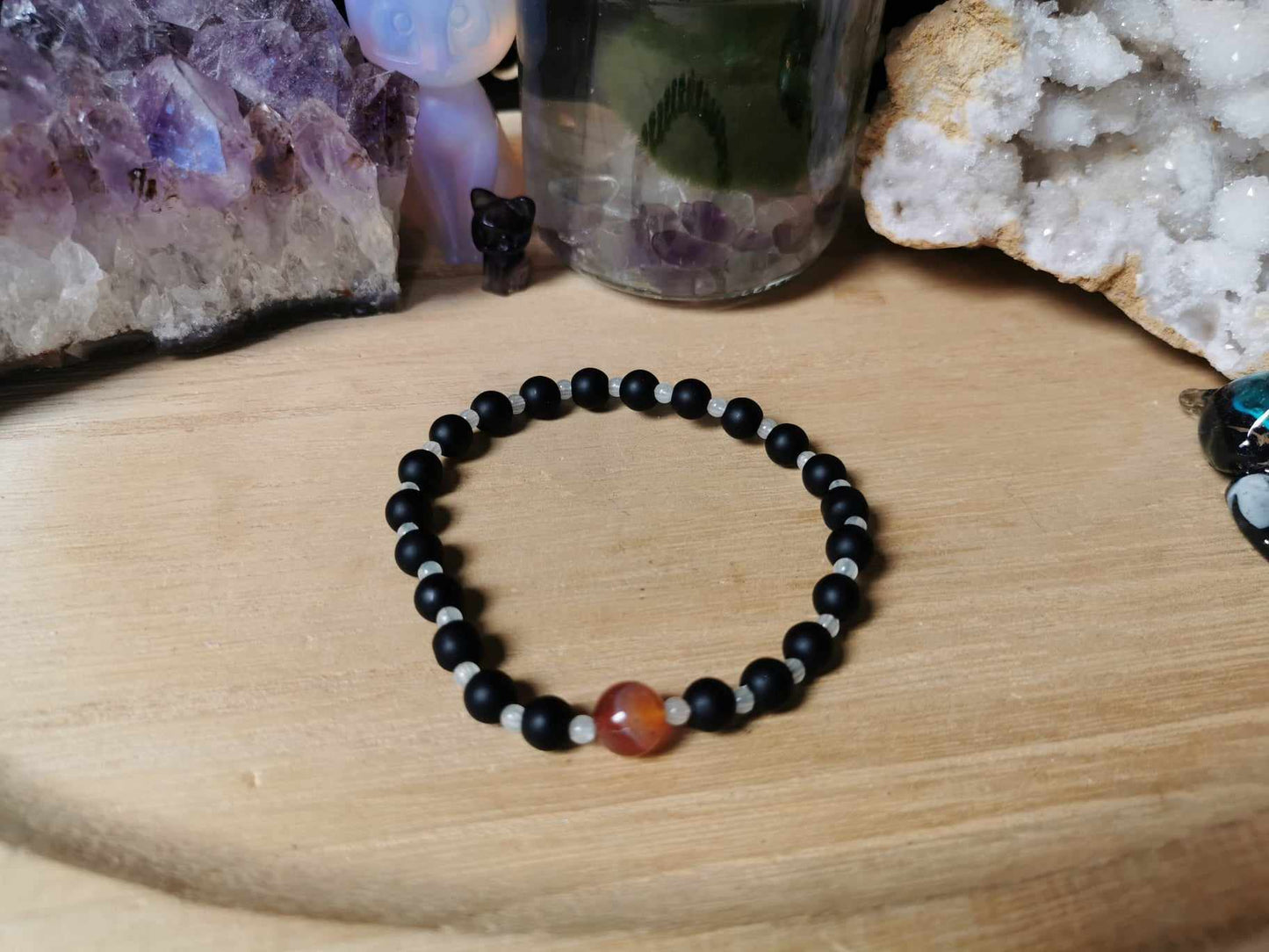 Karneol Onyx Armband nachtleuchtend