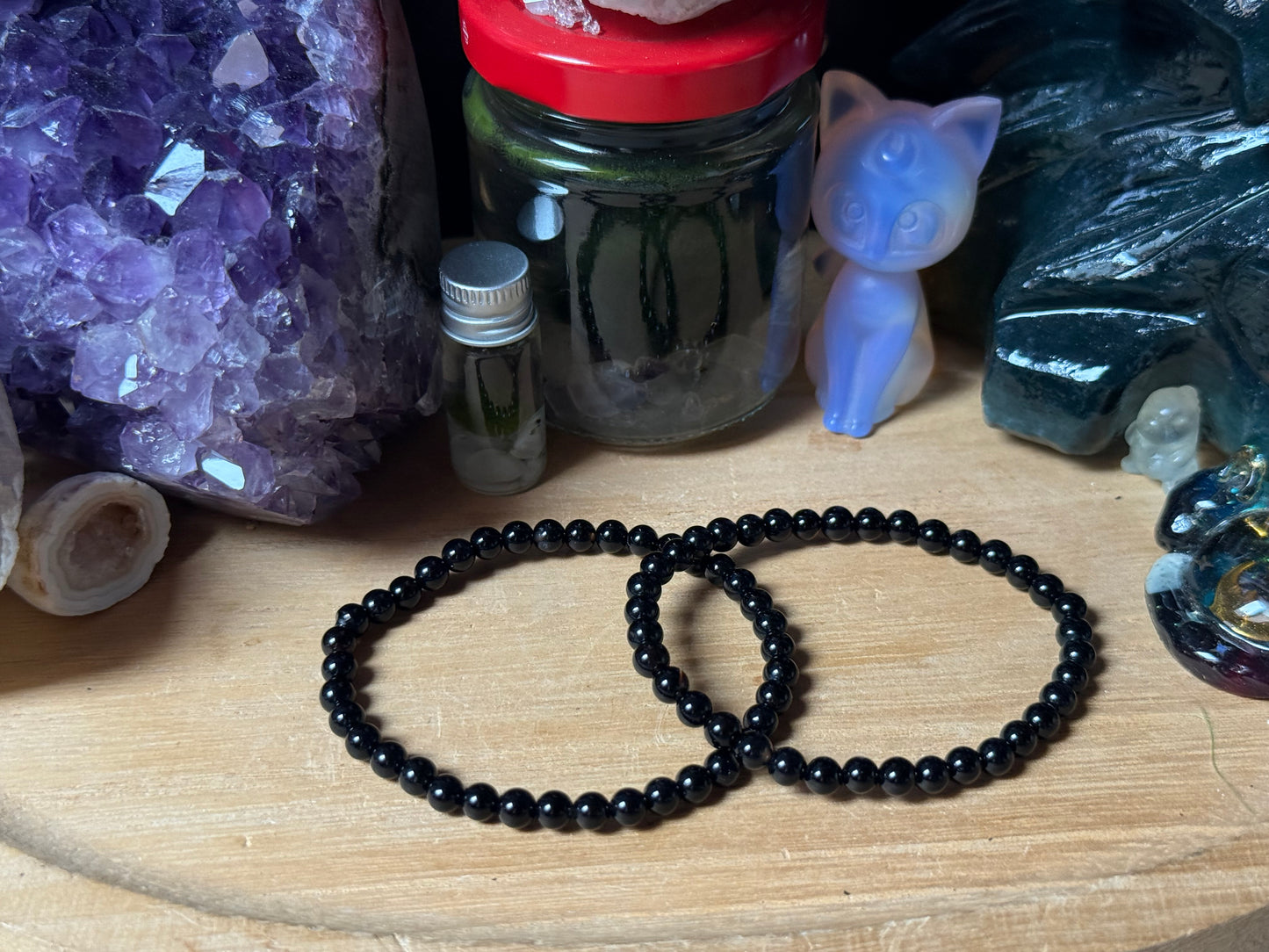 Schwarzer Achat Armband 4mm