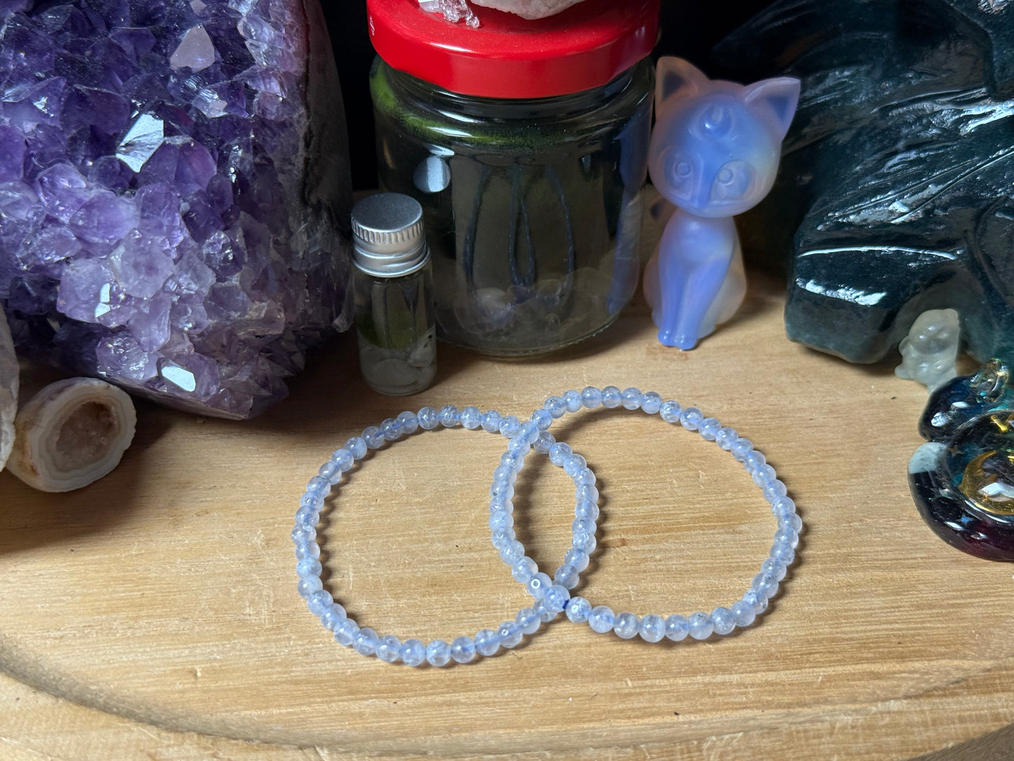 Blue Lace Achat Armband 4mm