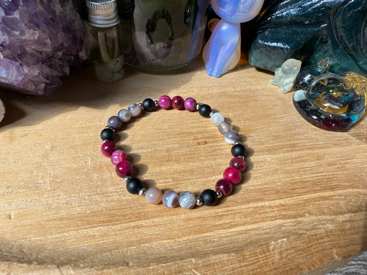 Botswana Achat pink Tigerauge Onyx Armband