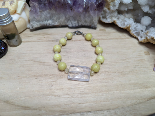 Bergkristall, gelbe Jade und Citrin Armband