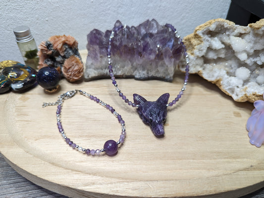 Wolfskopf Kettenset Amethyst