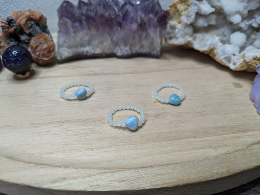 Larimar Herz Ring nachtleuchtend