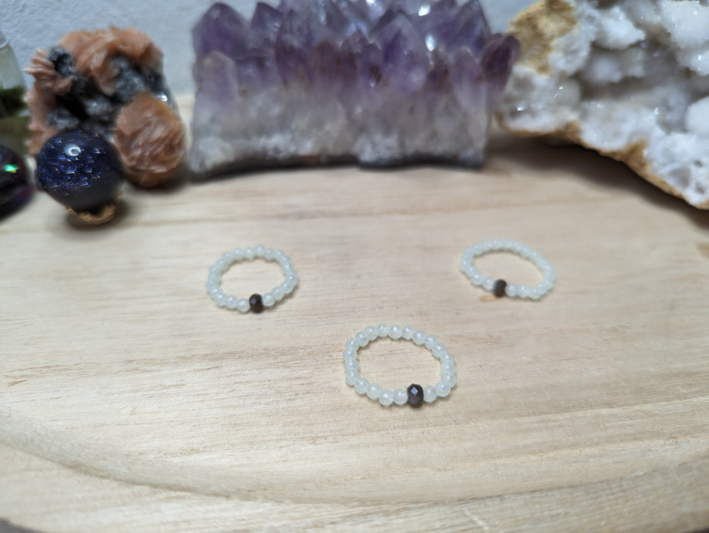 Silber Obsidian Ring nachtleuchtend