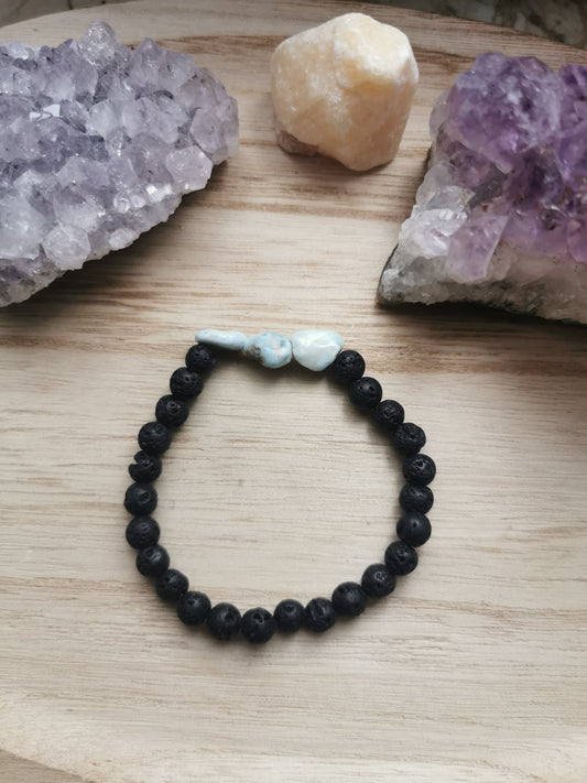 Larimar und Lava Armband